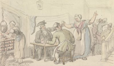 Præsten i Wakefield- Skældningen, med nyheder om Olivia af Thomas Rowlandson